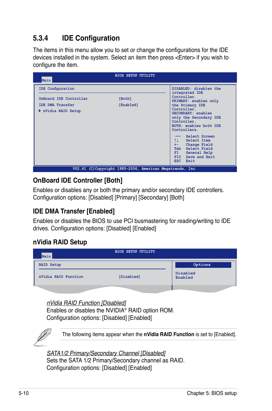 4 ide configuration, Onboard ide controller [both, Ide dma transfer [enabled | Nvidia raid setup | Asus RS161-E5/PA2 User Manual | Page 74 / 124