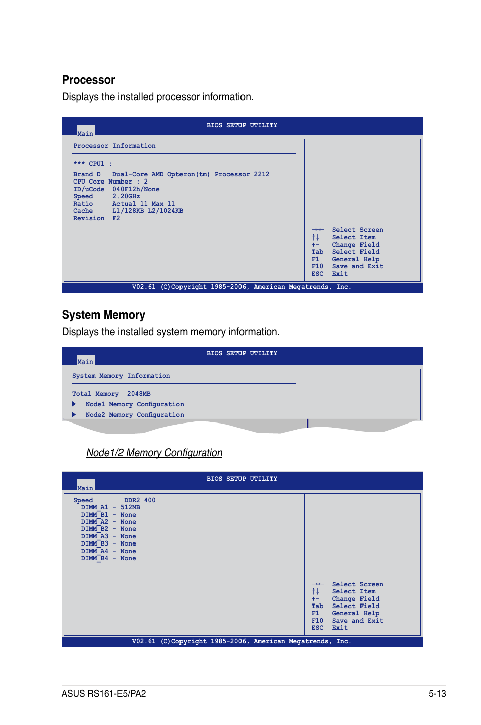 Processor, Displays the installed processor information | Asus RS161-E5/PA2 User Manual | Page 77 / 124