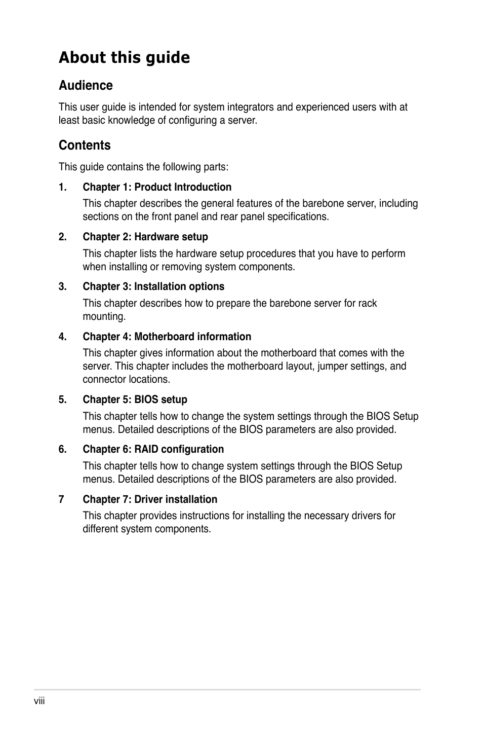 Asus RS161-E5/PA2 User Manual | Page 8 / 124