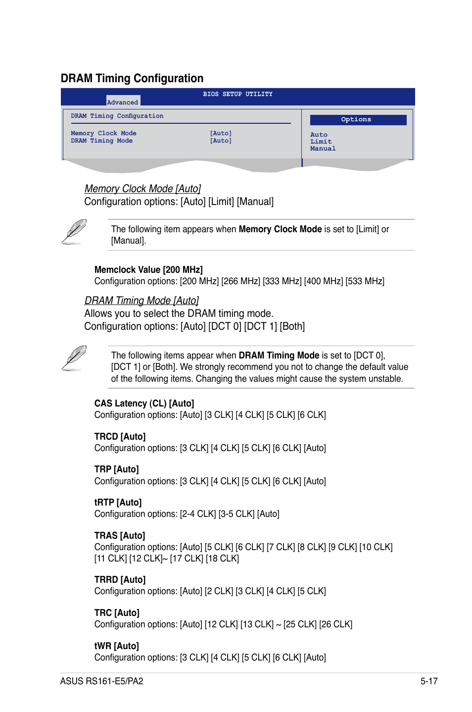 Dram timing configuration | Asus RS161-E5/PA2 User Manual | Page 81 / 124