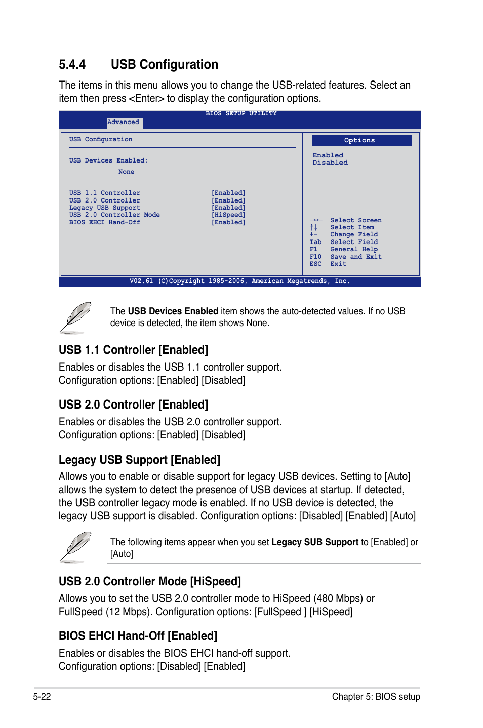 4 usb configuration, Usb 1.1 controller [enabled, Usb 2.0 controller [enabled | Legacy usb support [enabled, Usb 2.0 controller mode [hispeed, Bios ehci hand-off [enabled | Asus RS161-E5/PA2 User Manual | Page 86 / 124