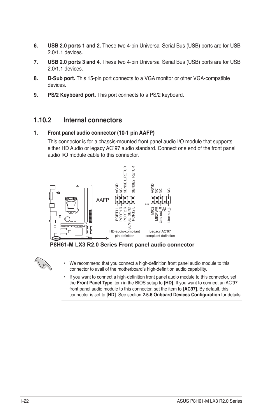 2 internal connectors, 2 internal connectors -22 | Asus P8H61-M LX3 R2.0 User Manual | Page 32 / 68