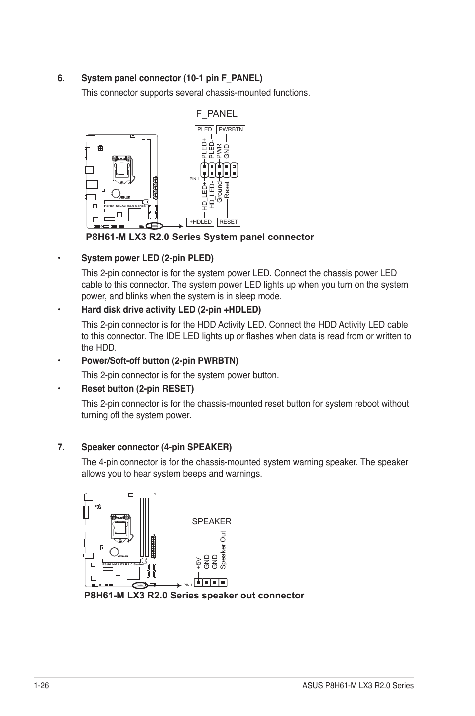 F_panel | Asus P8H61-M LX3 R2.0 User Manual | Page 36 / 68