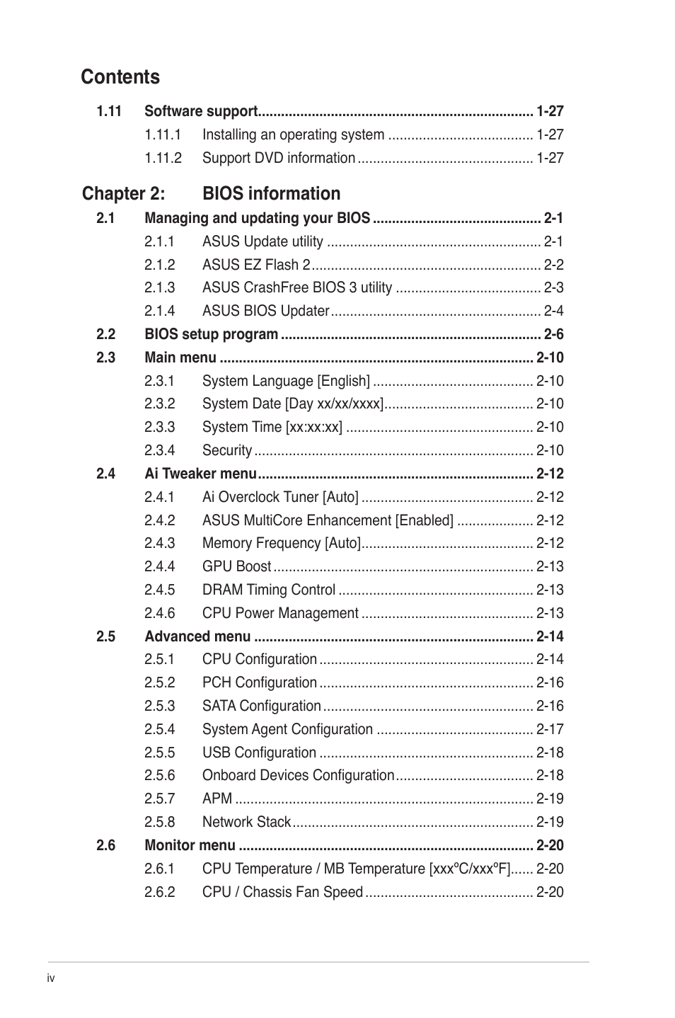 Asus P8H61-M LX3 R2.0 User Manual | Page 4 / 68