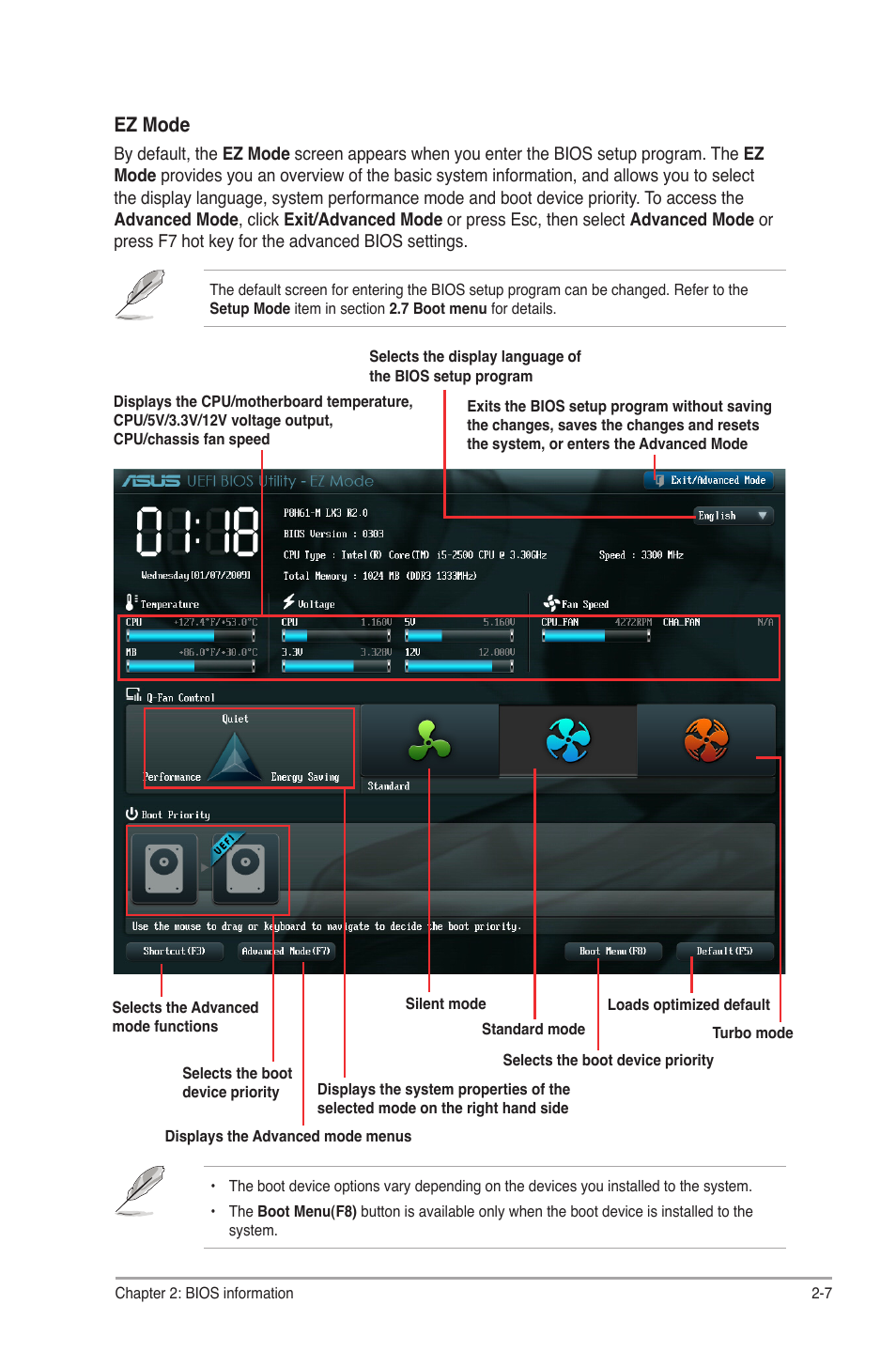 Ez mode | Asus P8H61-M LX3 R2.0 User Manual | Page 45 / 68