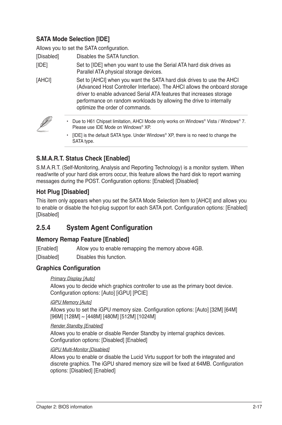 4 system agent configuration, System agent configuration -17 | Asus P8H61-M LX3 R2.0 User Manual | Page 55 / 68