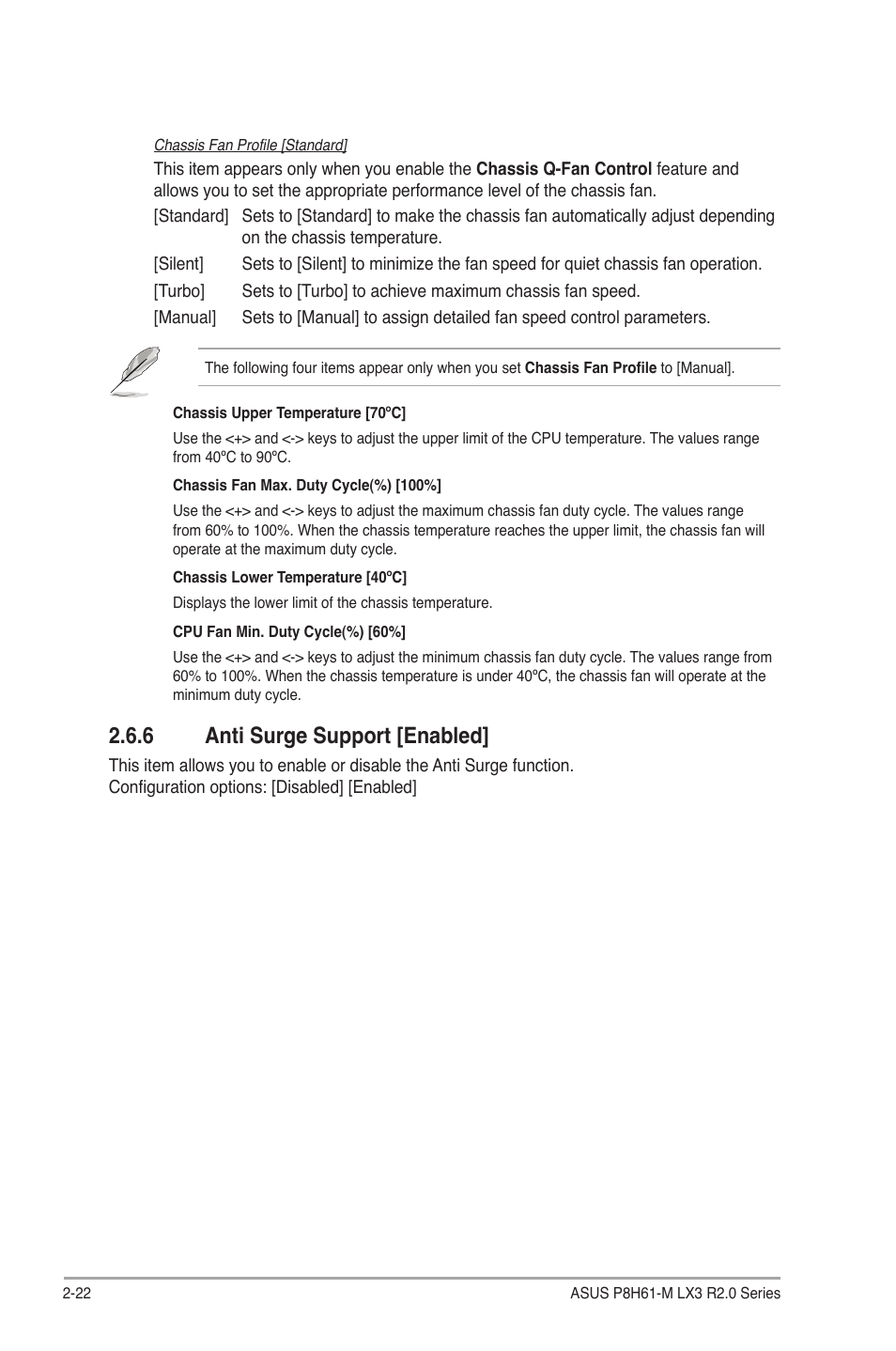 6 anti surge support [enabled, Anti surge support [enabled] -22 | Asus P8H61-M LX3 R2.0 User Manual | Page 60 / 68