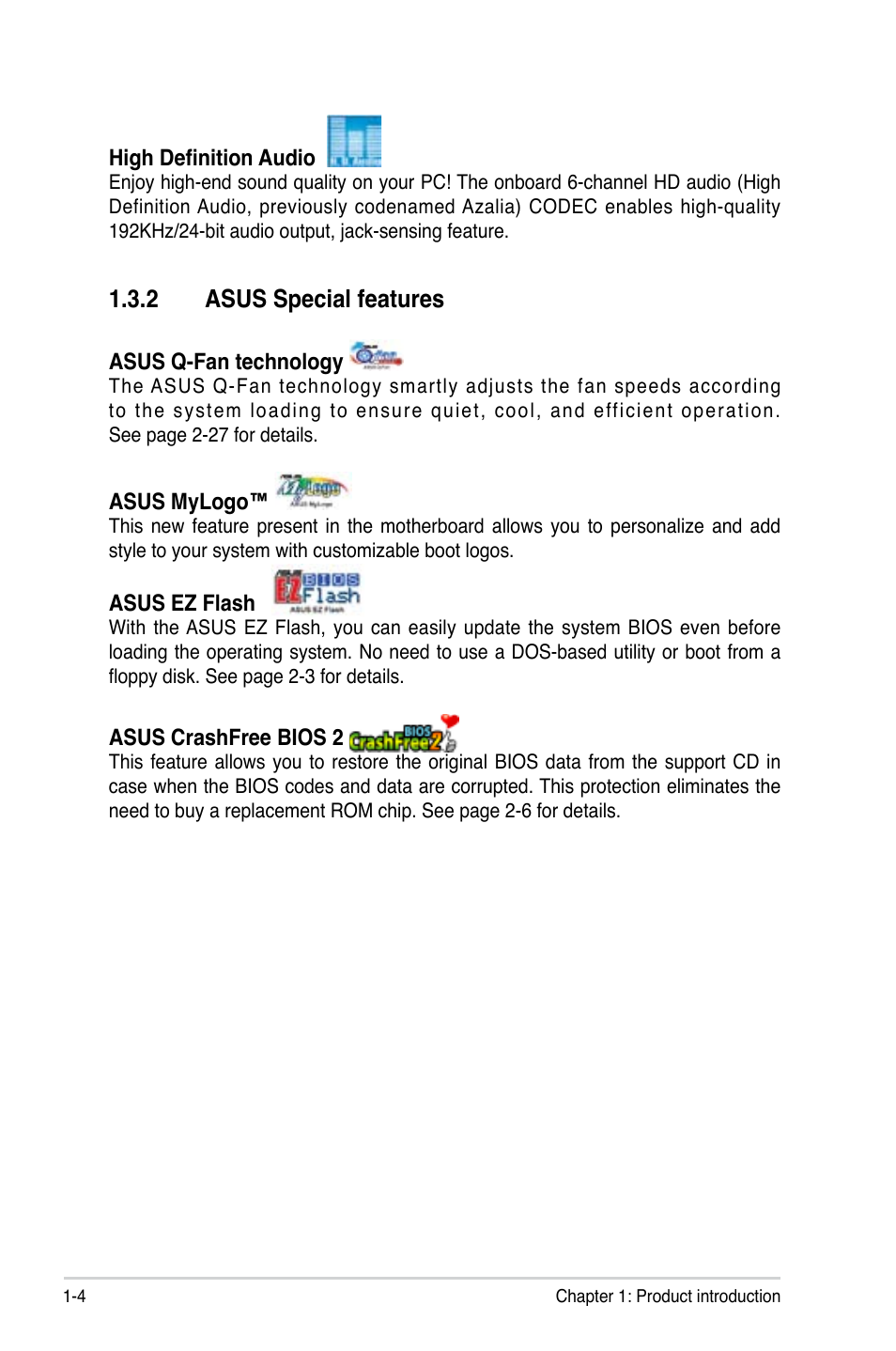 2 asus special features | Asus P5S-MX SE User Manual | Page 16 / 90