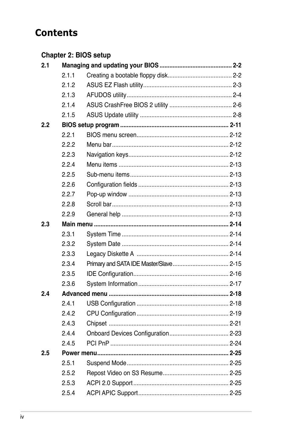 Asus P5S-MX SE User Manual | Page 4 / 90