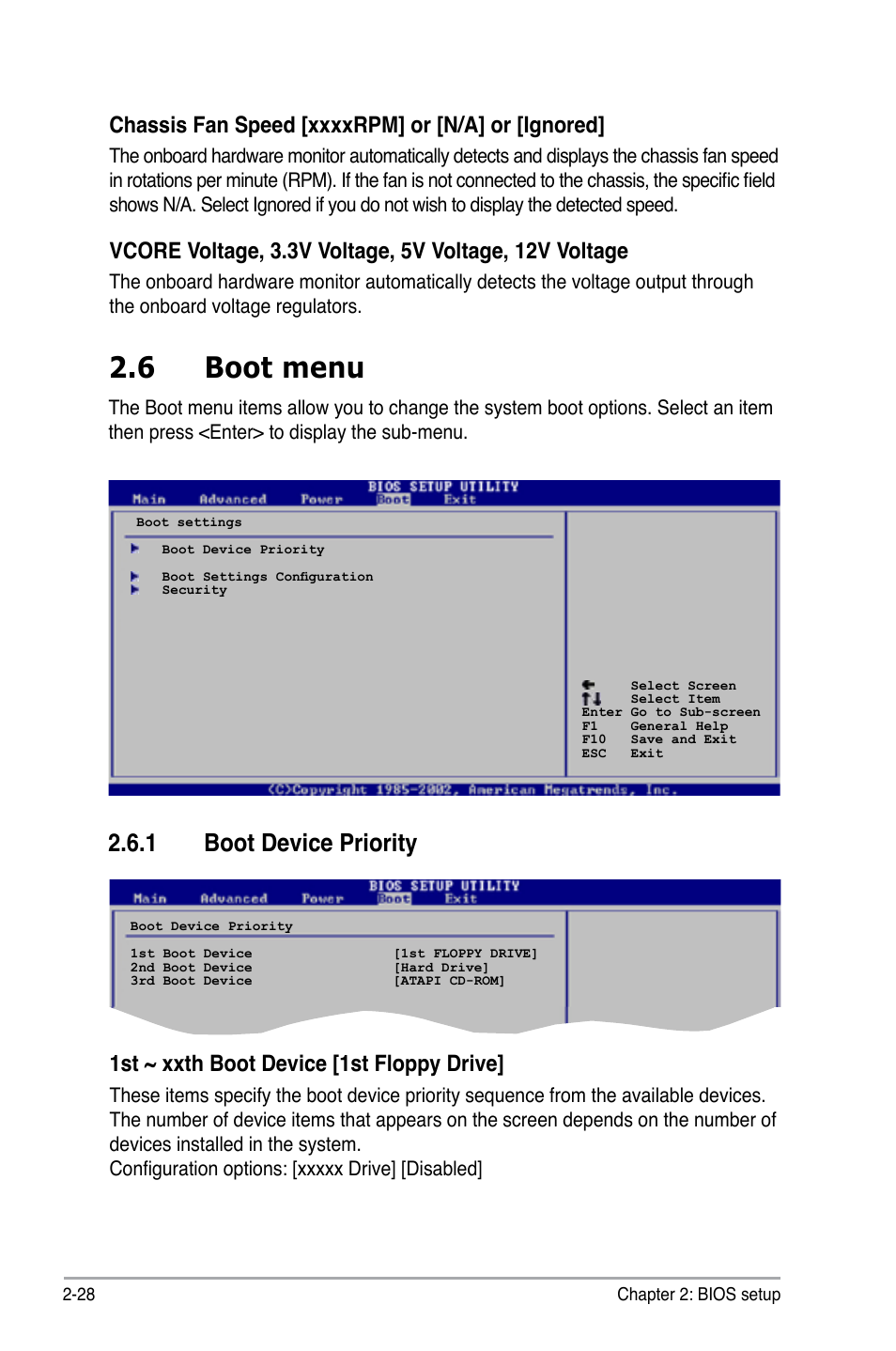 6 boot menu, 1 boot device priority, 1st ~ xxth boot device [1st floppy drive | Asus P5S-MX SE User Manual | Page 76 / 90