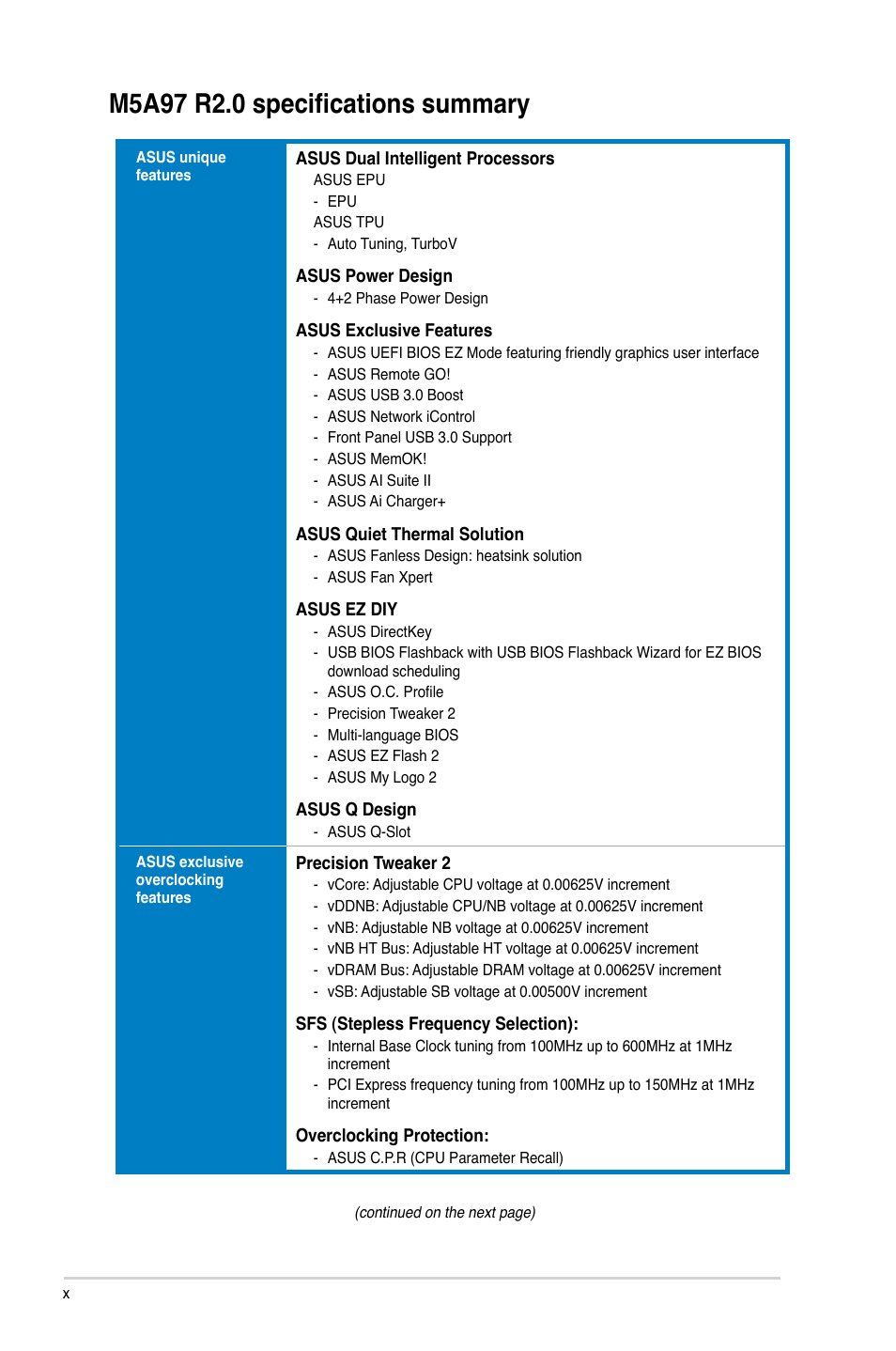 Asus M5A97 R2.0 User Manual | Page 10 / 152