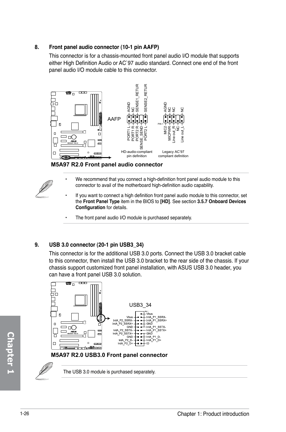 Chapter 1, Chapter 1: product introduction | Asus M5A97 R2.0 User Manual | Page 40 / 152