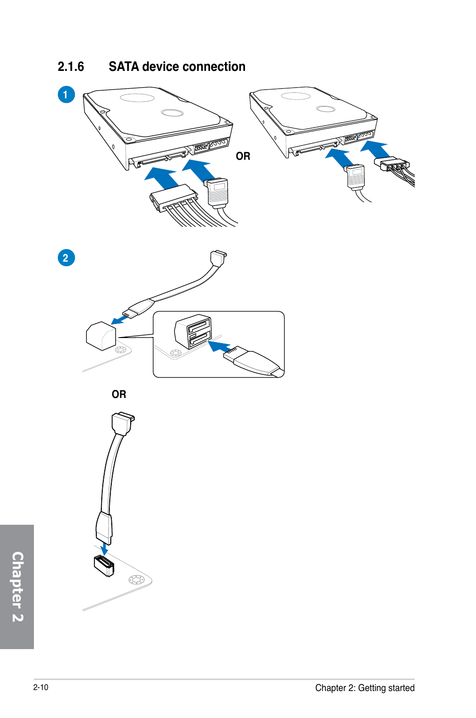 6 sata device connection, Sata device connection -10, Chapter 2 | Asus M5A97 R2.0 User Manual | Page 52 / 152