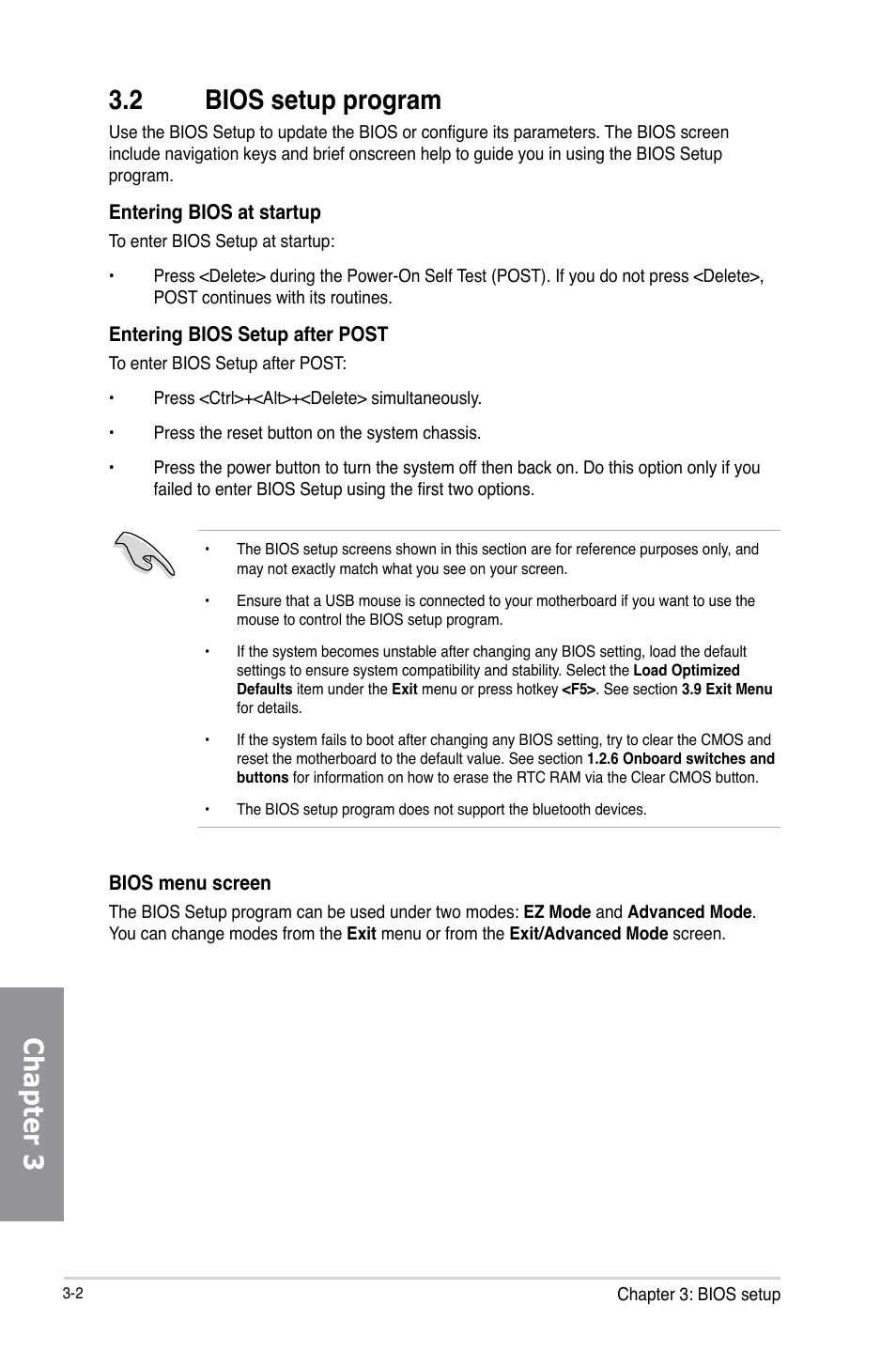 2 bios setup program, Bios setup program -2, Chapter 3 3.2 bios setup program | Asus M5A97 R2.0 User Manual | Page 62 / 152
