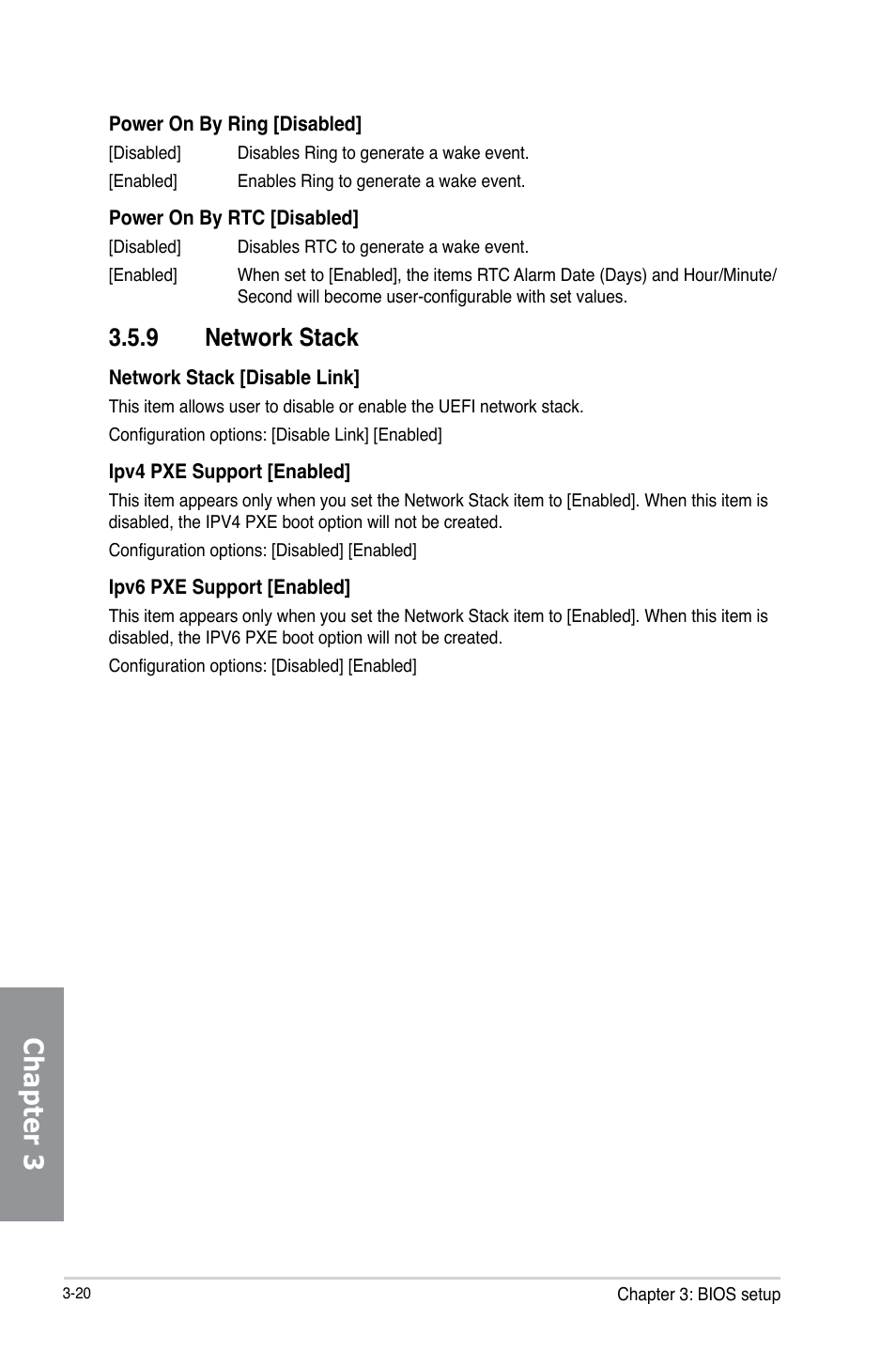 9 network stack, Network stack -20, Chapter 3 | Asus M5A97 R2.0 User Manual | Page 80 / 152