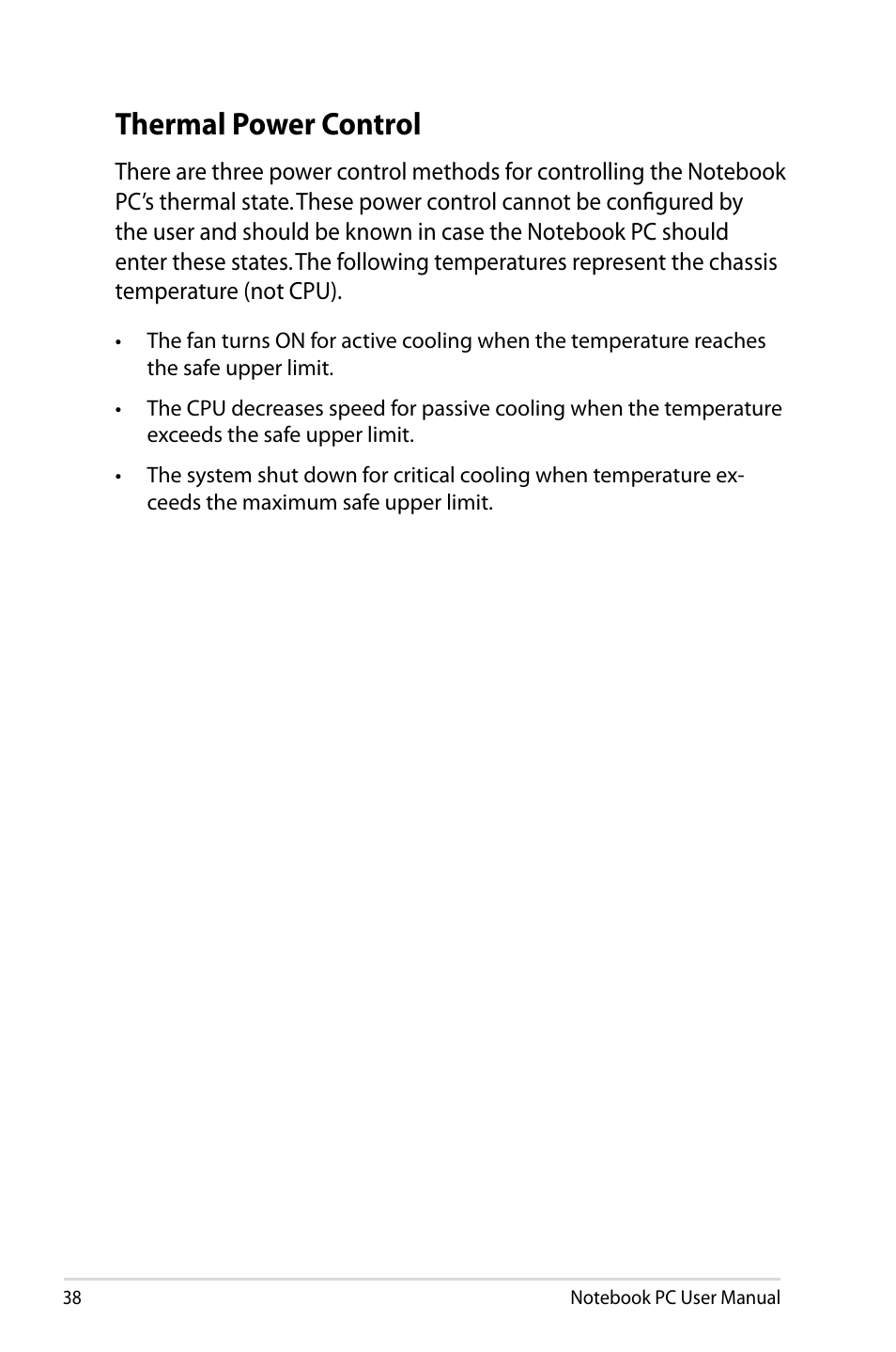 Thermal power control | Asus R501DP User Manual | Page 38 / 118