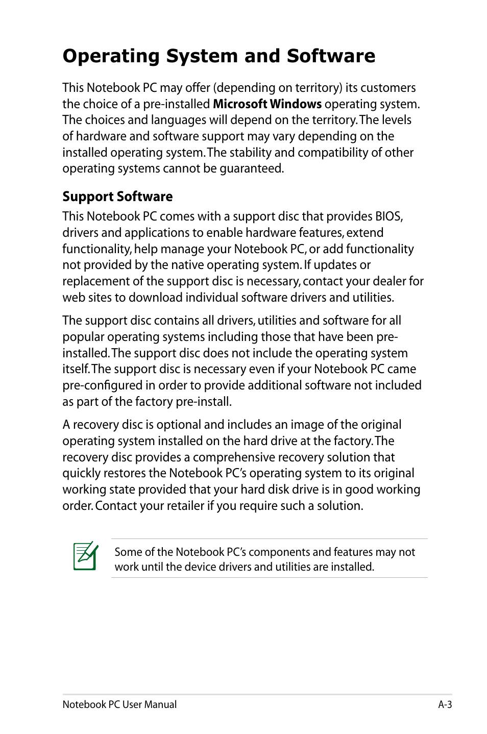 Operating system and software | Asus R501DP User Manual | Page 79 / 118