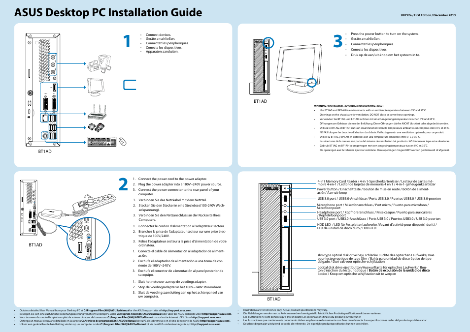 Asus BT1AD User Manual | 2 pages