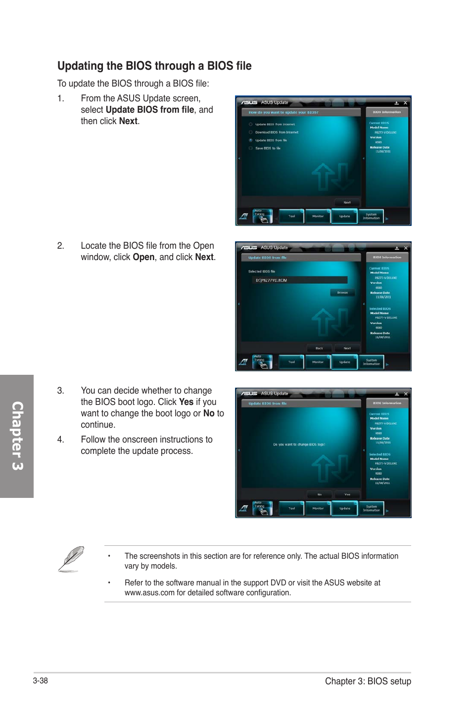 Chapter 3, Updating the bios through a bios file | Asus P8Z77-V User Manual | Page 110 / 174