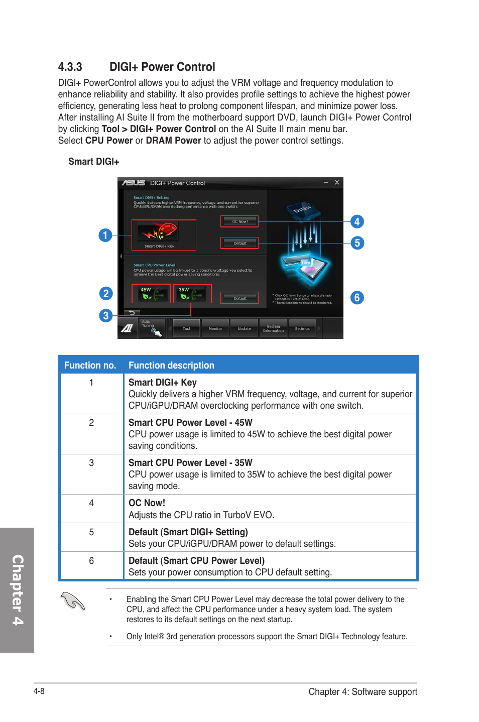 3 digi+ power control, Digi+ power control -8, Chapter 4 | Asus P8Z77-V User Manual | Page 122 / 174