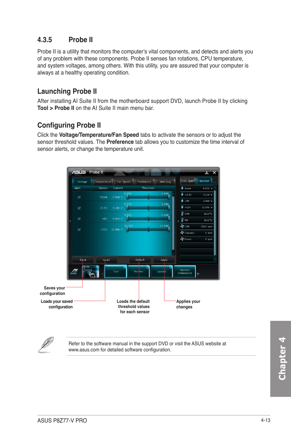 5 probe ii, Probe ii -13, Chapter 4 | Launching probe ii, Configuring probe ii | Asus P8Z77-V User Manual | Page 127 / 174