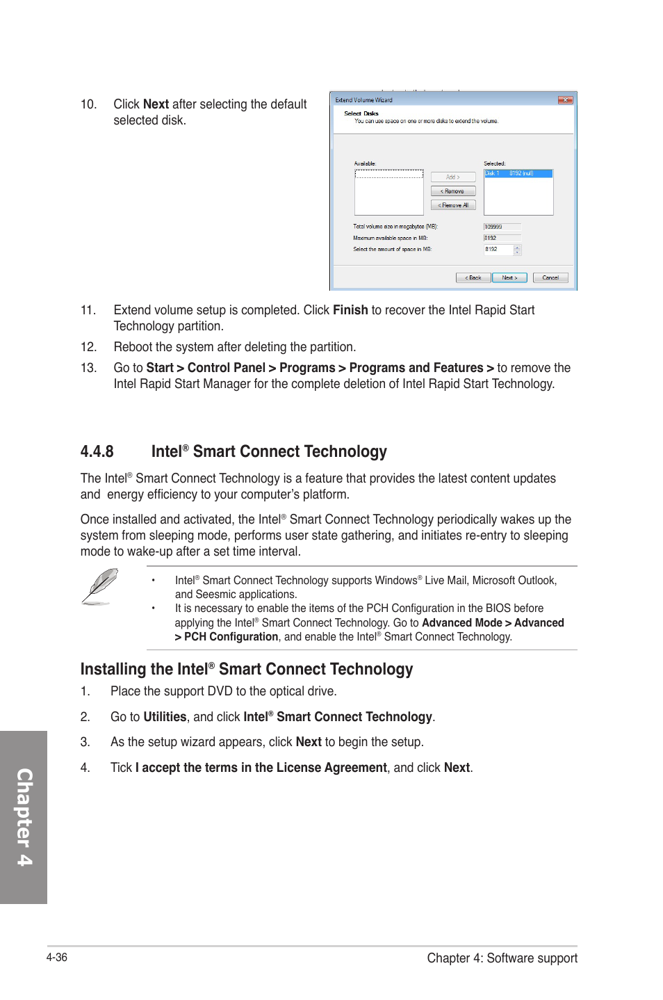 8 intel® smart connect technology, Intel, Smart connect technology -36 | Chapter 4, 8 intel, Smart connect technology, Installing the intel | Asus P8Z77-V User Manual | Page 150 / 174