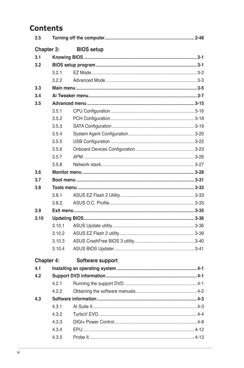 Asus P8Z77-V User Manual | Page 4 / 174