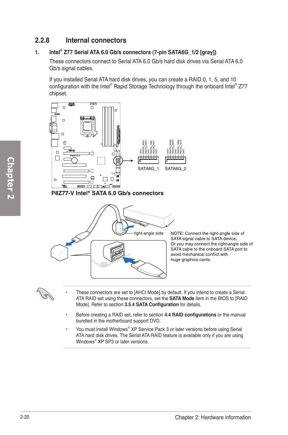 8 internal connectors, Internal connectors -20, Chapter 2 | Asus P8Z77-V User Manual | Page 44 / 174