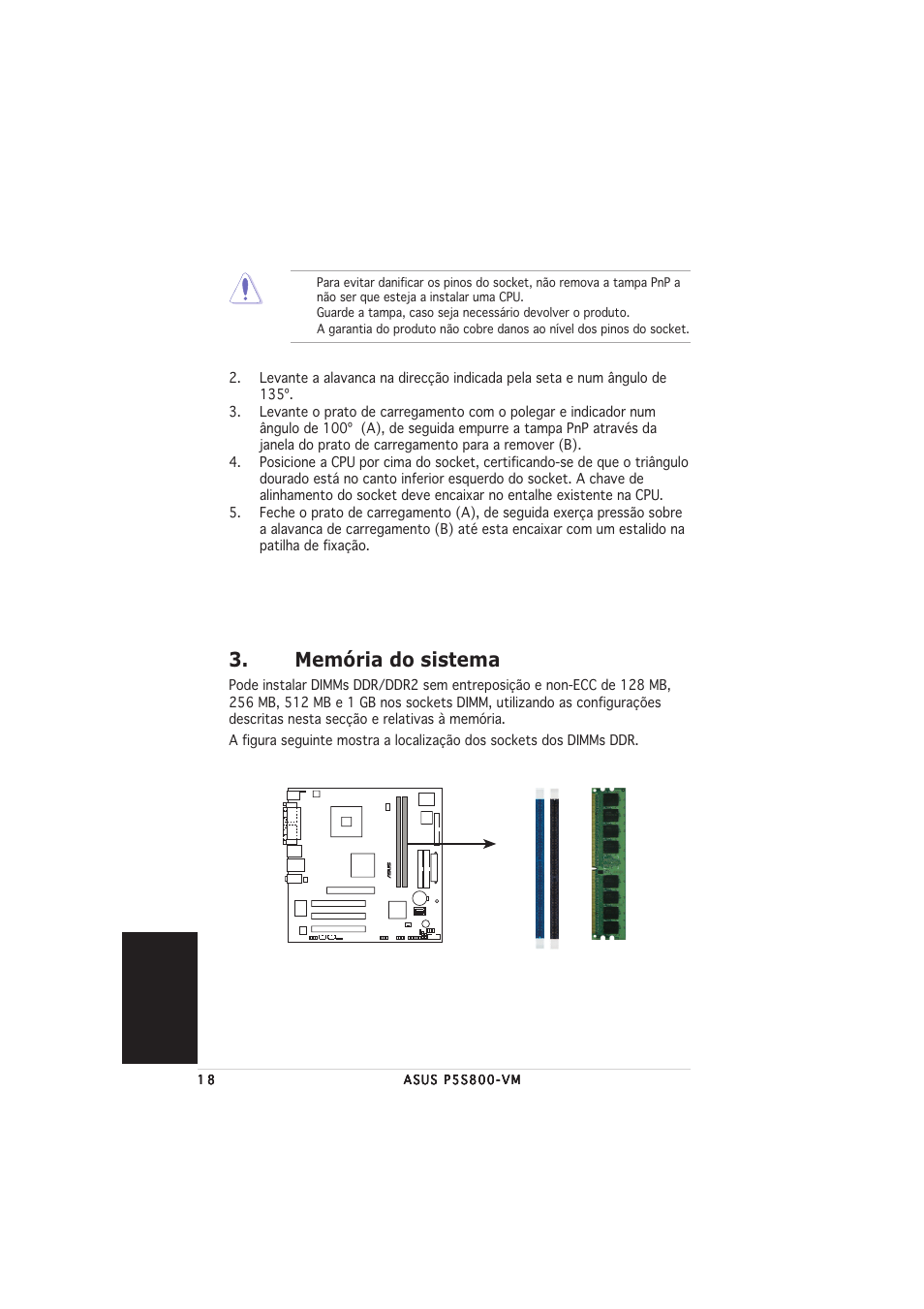 Memória do sistema, Portugu ê s | Asus P5S800-VM User Manual | Page 18 / 20