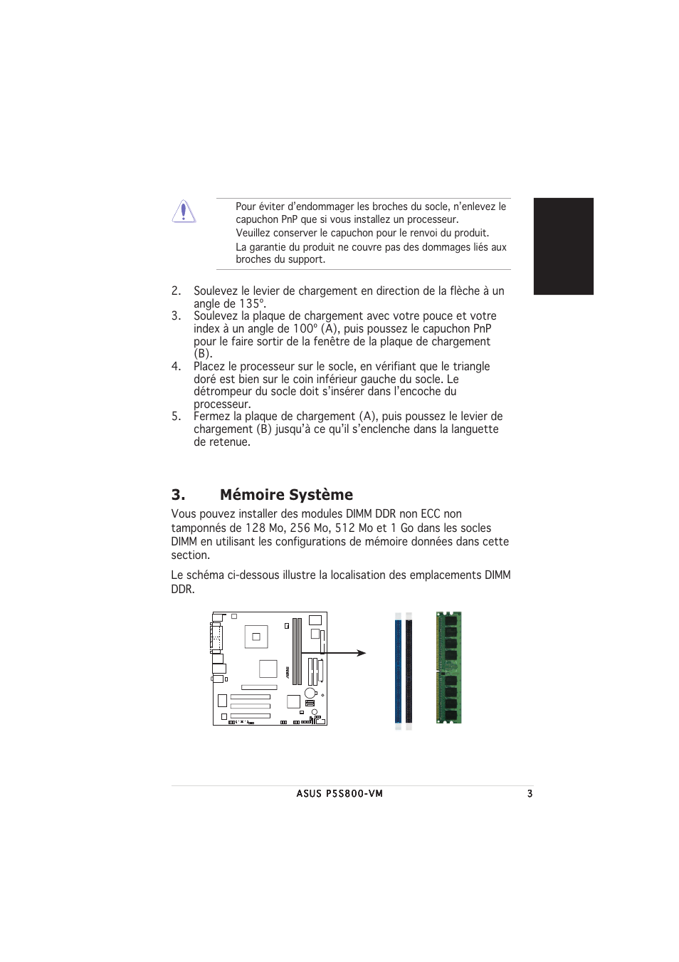 Mémoire système | Asus P5S800-VM User Manual | Page 3 / 20