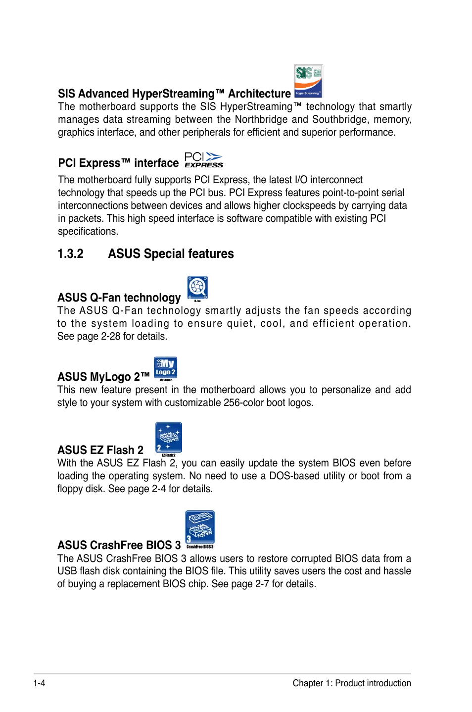 2 asus special features | Asus P5SD2-A User Manual | Page 16 / 96