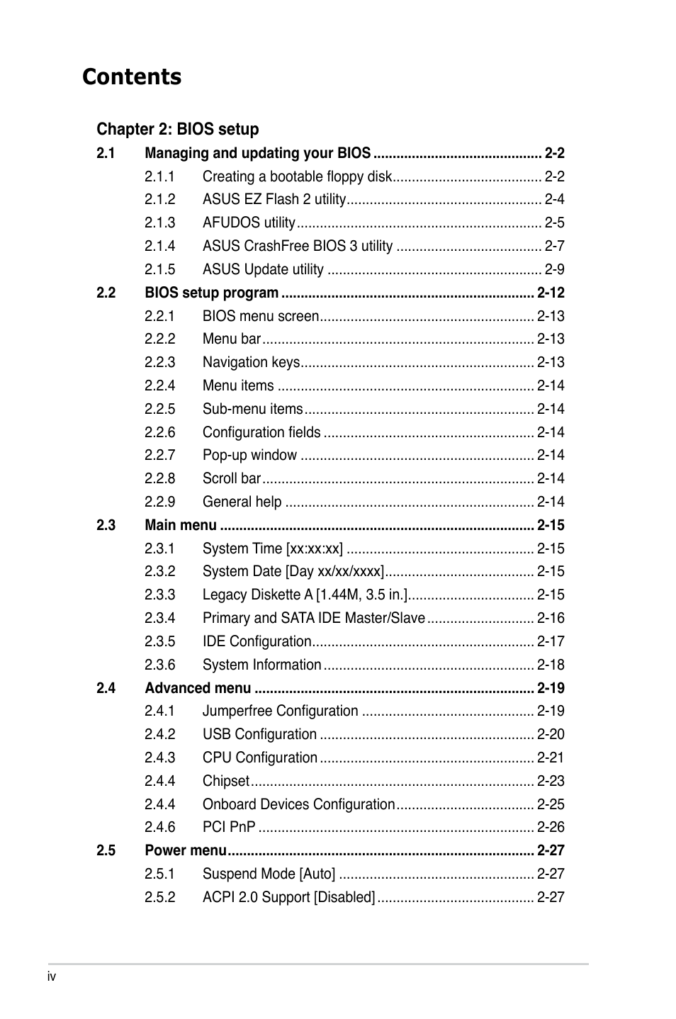 Asus P5SD2-A User Manual | Page 4 / 96