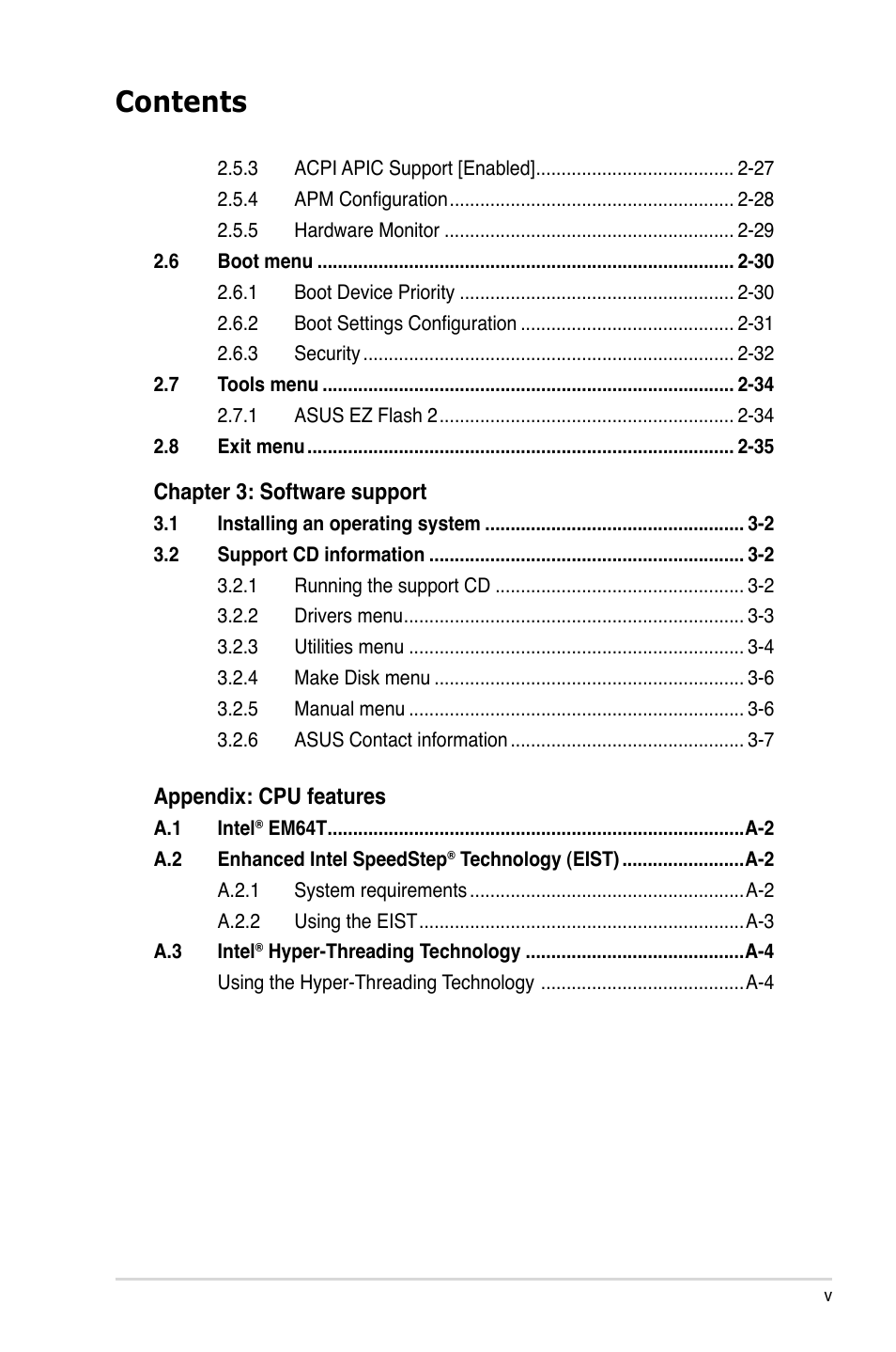 Asus P5SD2-A User Manual | Page 5 / 96