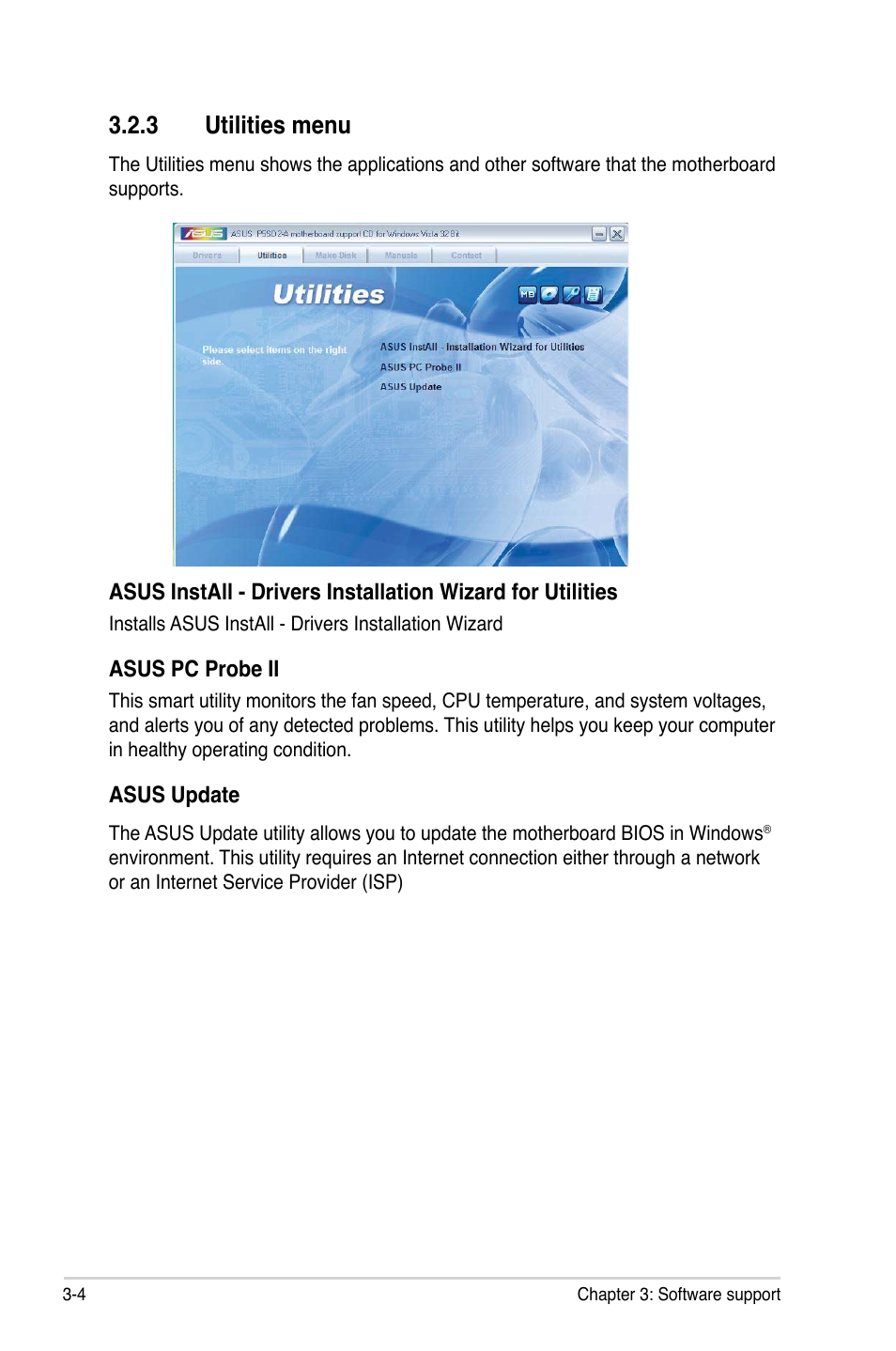 3 utilities menu | Asus P5SD2-A User Manual | Page 88 / 96