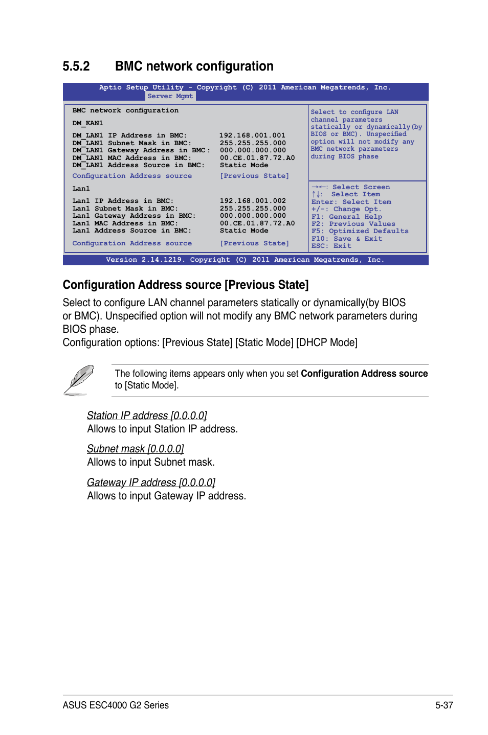 2 bmc network configuration, Configuration address source [previous state | Asus ESC4000 G2 User Manual | Page 111 / 200