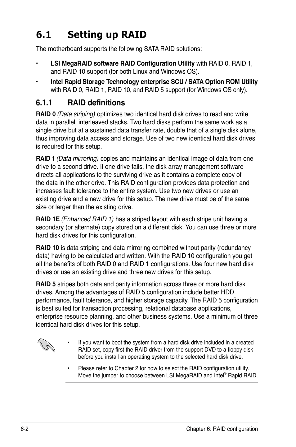 1 setting up raid, 1 raid definitions | Asus ESC4000 G2 User Manual | Page 122 / 200