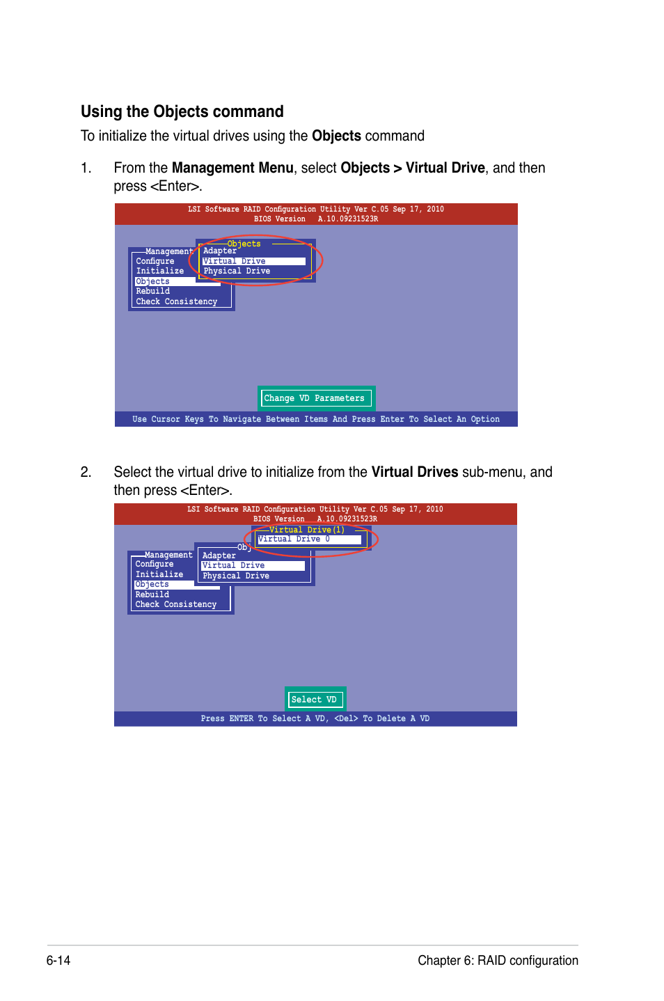 Using the objects command, 14 chapter 6: raid configuration | Asus ESC4000 G2 User Manual | Page 134 / 200