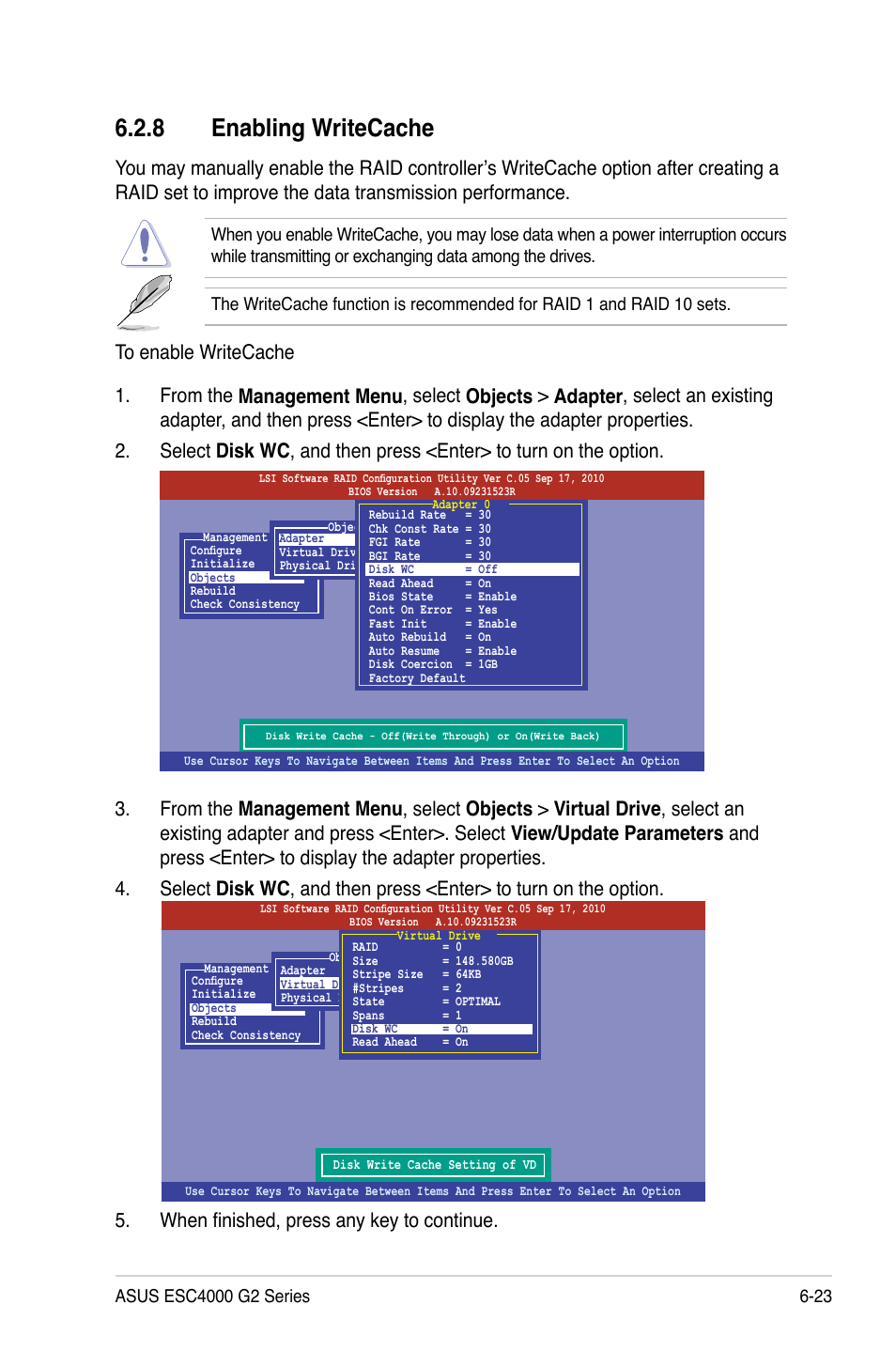 8 enabling writecache | Asus ESC4000 G2 User Manual | Page 143 / 200
