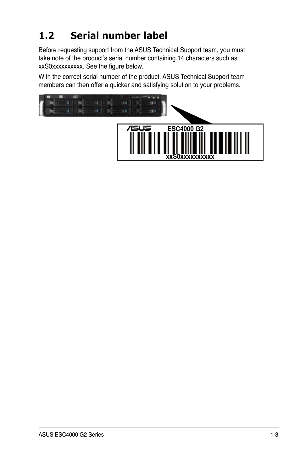 2 serial number label | Asus ESC4000 G2 User Manual | Page 15 / 200