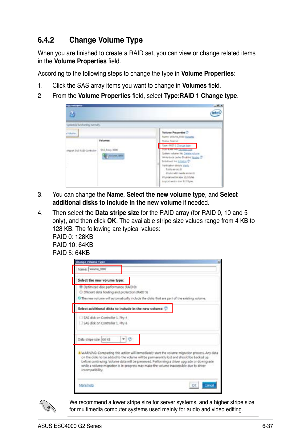 2 change volume type | Asus ESC4000 G2 User Manual | Page 157 / 200