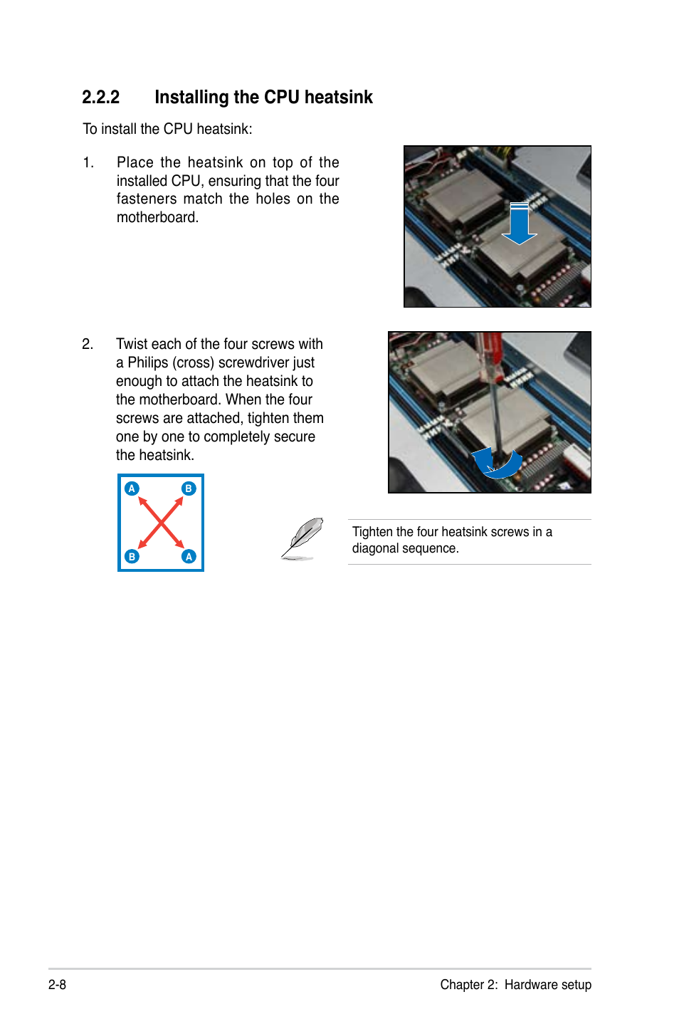 2 installing the cpu heatsink | Asus ESC4000 G2 User Manual | Page 30 / 200