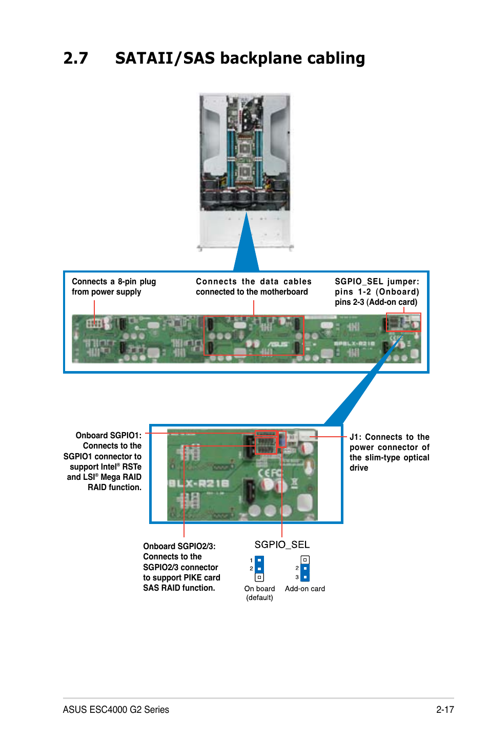 7 sataii/sas backplane cabling | Asus ESC4000 G2 User Manual | Page 39 / 200
