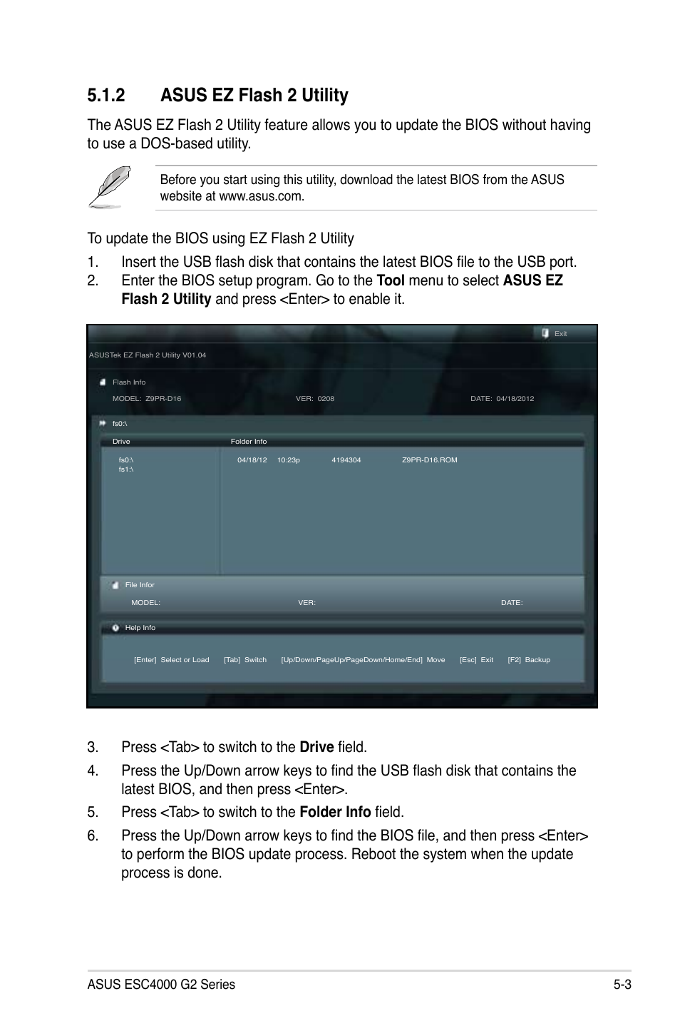 2 asus ez flash 2 utility | Asus ESC4000 G2 User Manual | Page 77 / 200