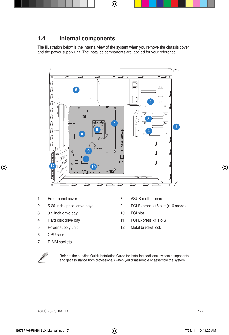 4 internal components, Internal components -7 | Asus V6-P8H61ELX User Manual | Page 15 / 72