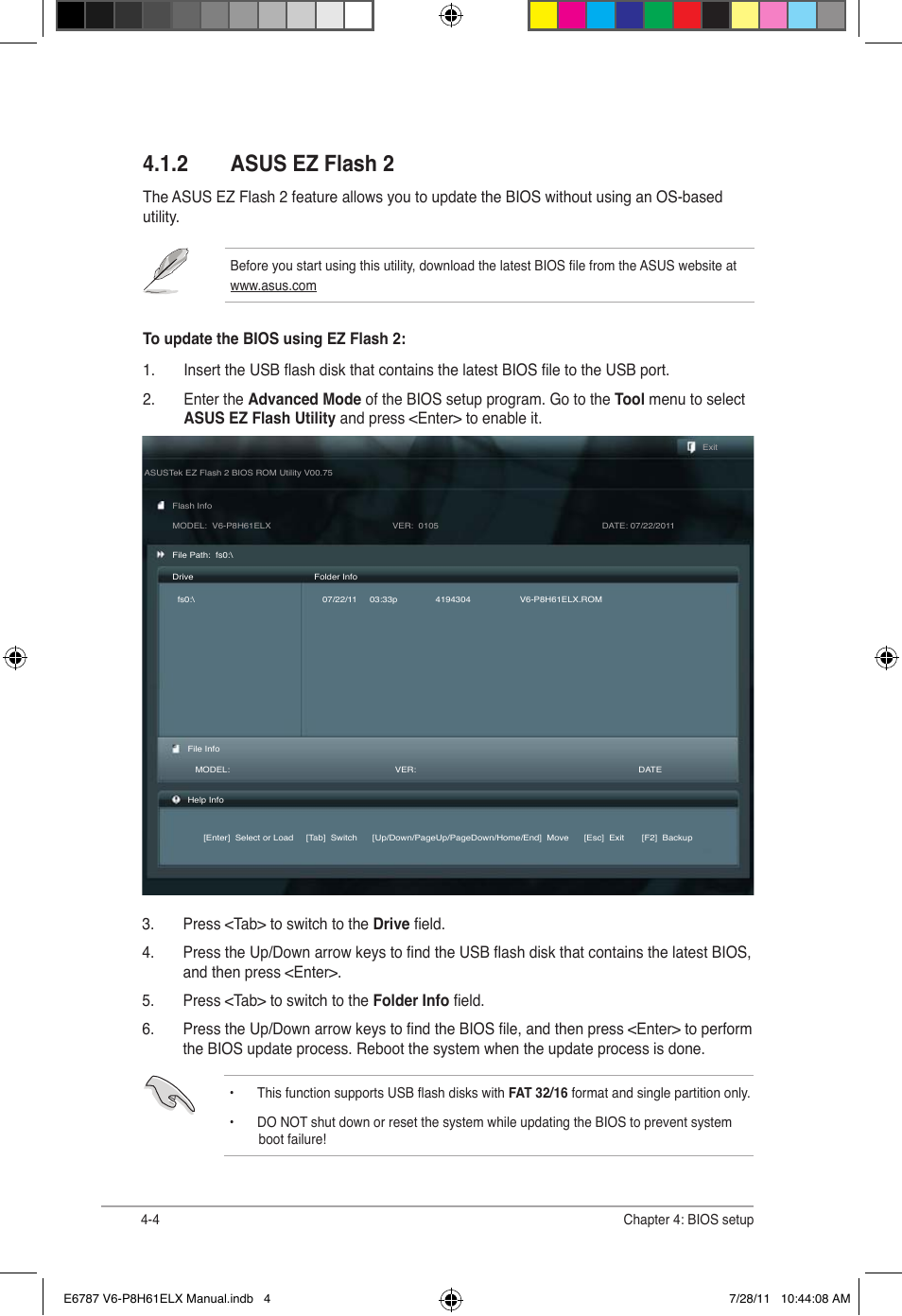 2 asus ez flash 2, Asus ez flash 2 -4 | Asus V6-P8H61ELX User Manual | Page 50 / 72