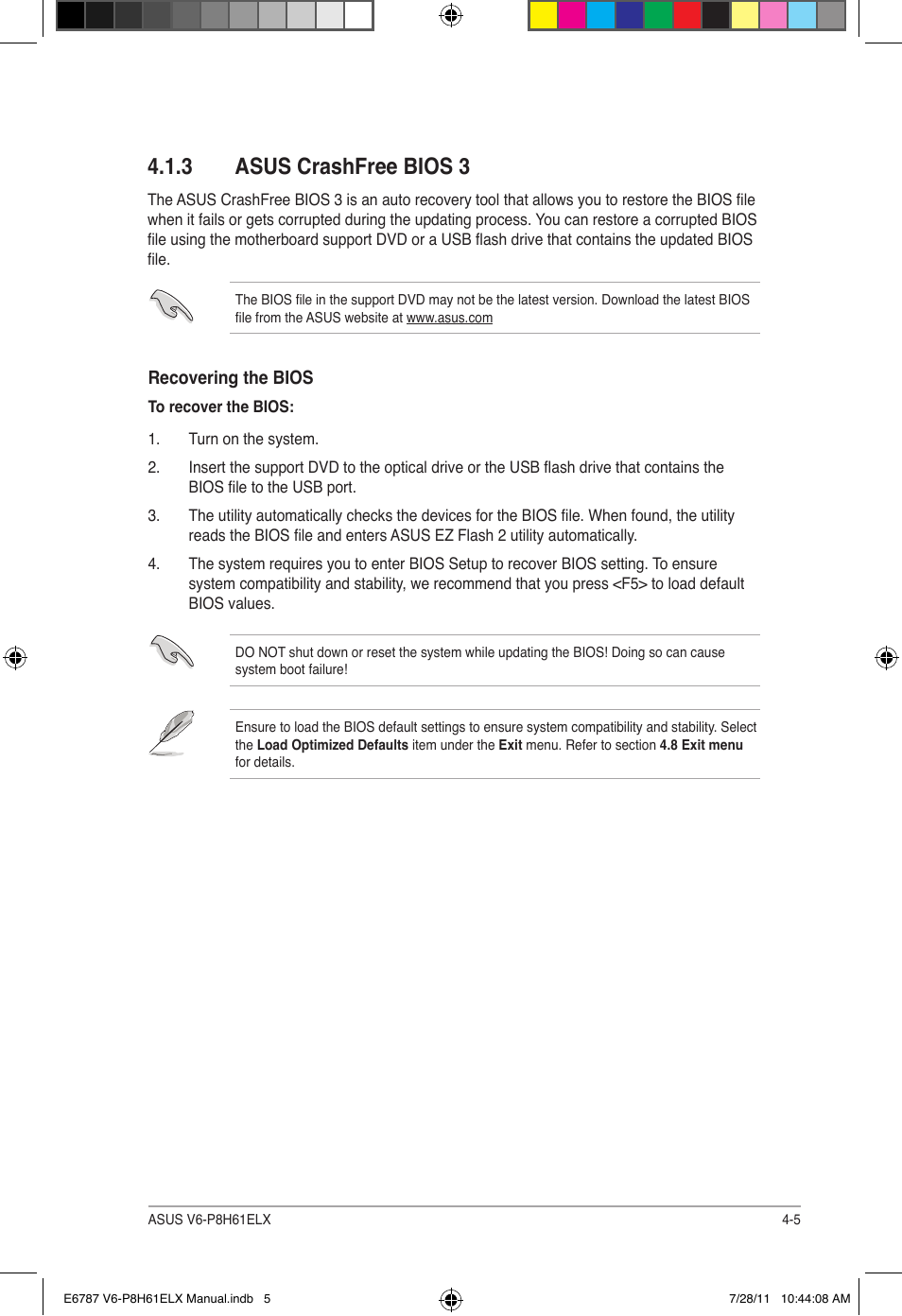 3 asus crashfree bios 3, Asus crashfree bios 3 -5 | Asus V6-P8H61ELX User Manual | Page 51 / 72