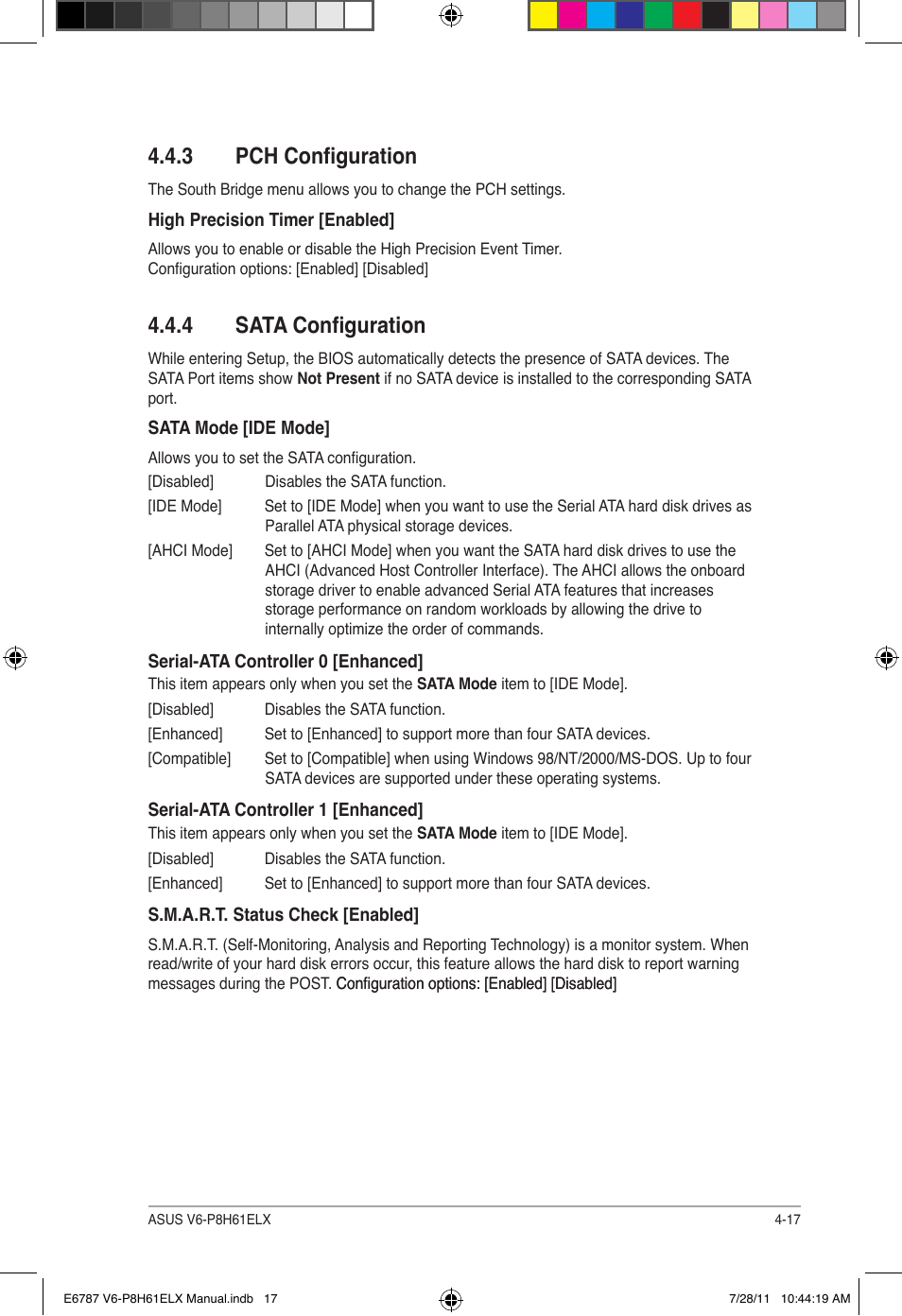 3 pch configuration, 4 sata configuration, Pch configuration -17 | Sata configuration -17 | Asus V6-P8H61ELX User Manual | Page 63 / 72