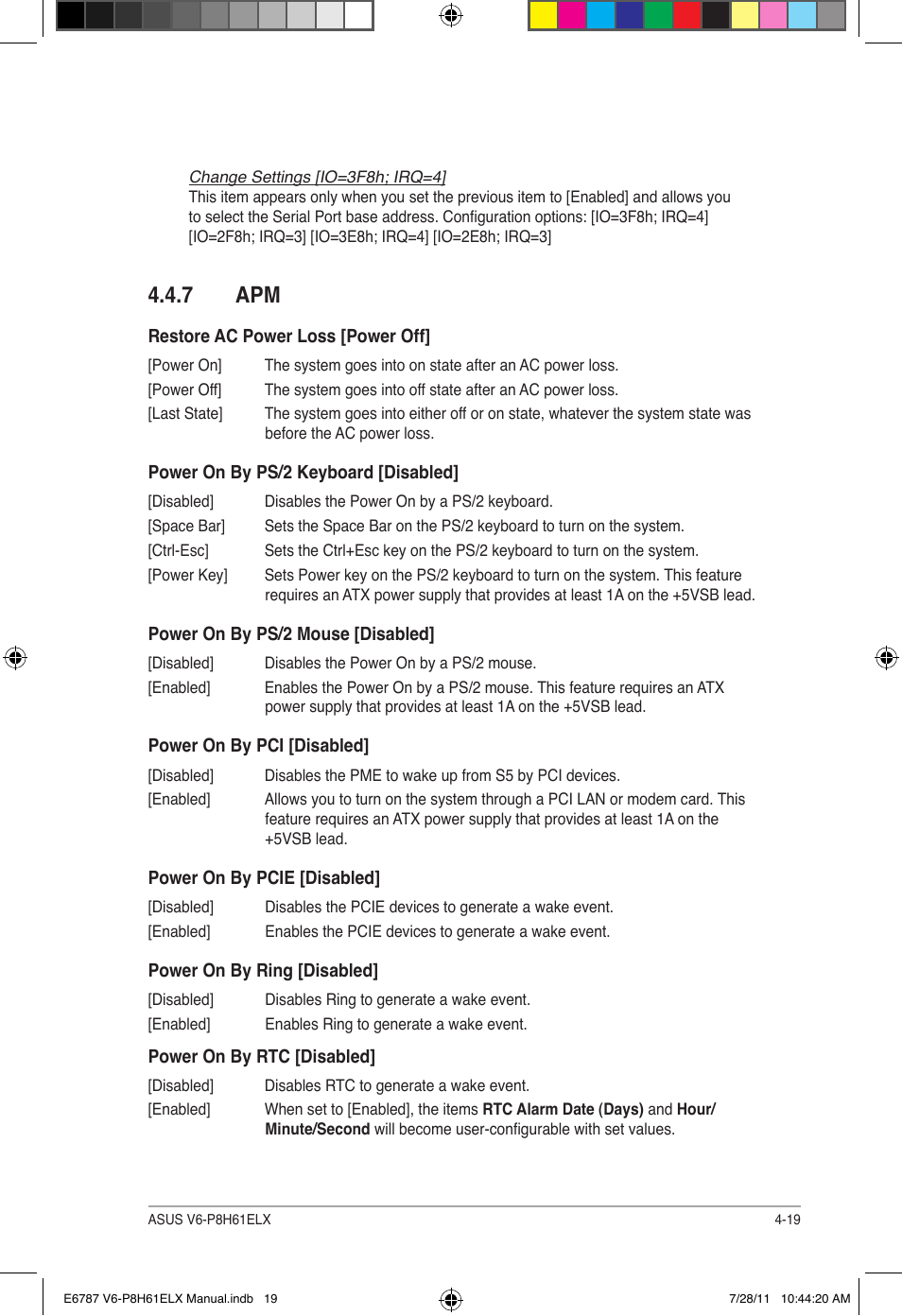 7 apm, Apm -19 | Asus V6-P8H61ELX User Manual | Page 65 / 72