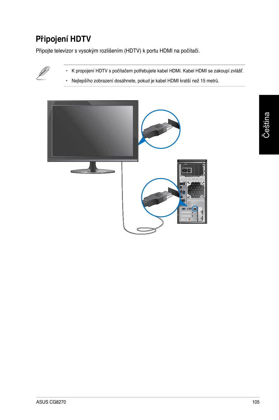 Připojení hdtv, Čeština | Asus CG8270 User Manual | Page 107 / 362