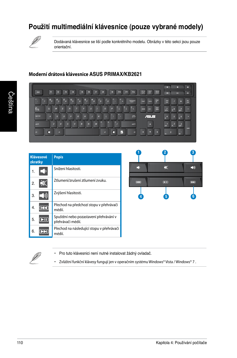 Čeština | Asus CG8270 User Manual | Page 112 / 362